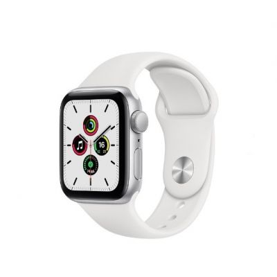 Silver Aluminum Case with White Sport Band 40mm